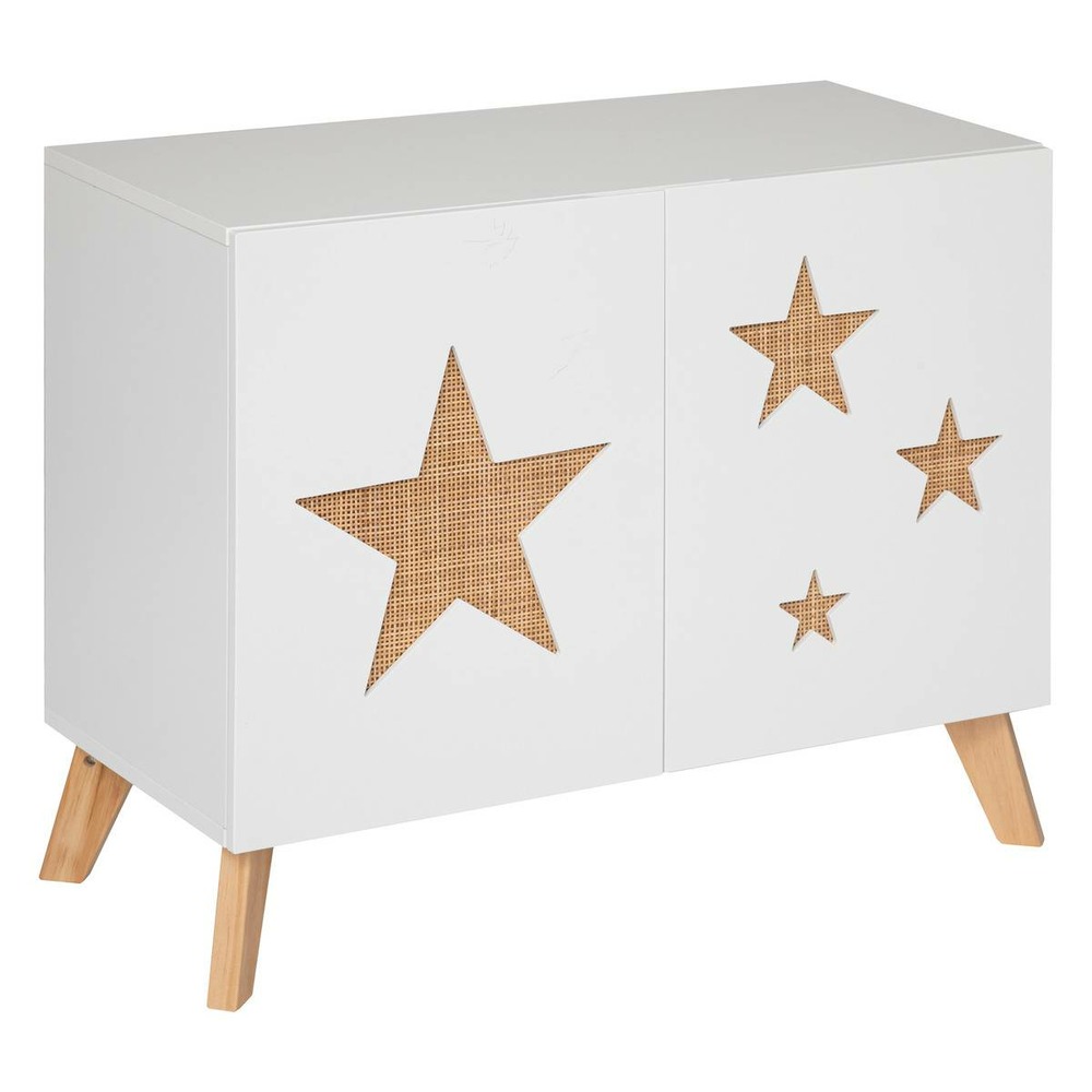 Meuble de rangement enfant étoile - bois - blanc - 65x79 cm