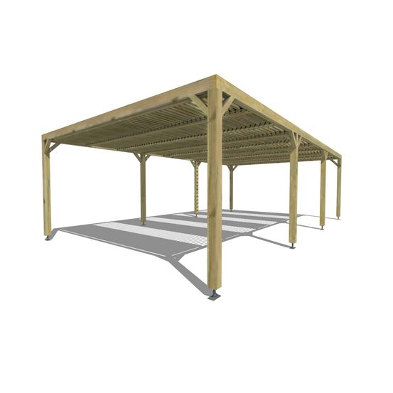 Pergola bois • 9m x 5m • indépendante • sens profondeur • lames orientables bioclimatiques incluses • livraison comprise
