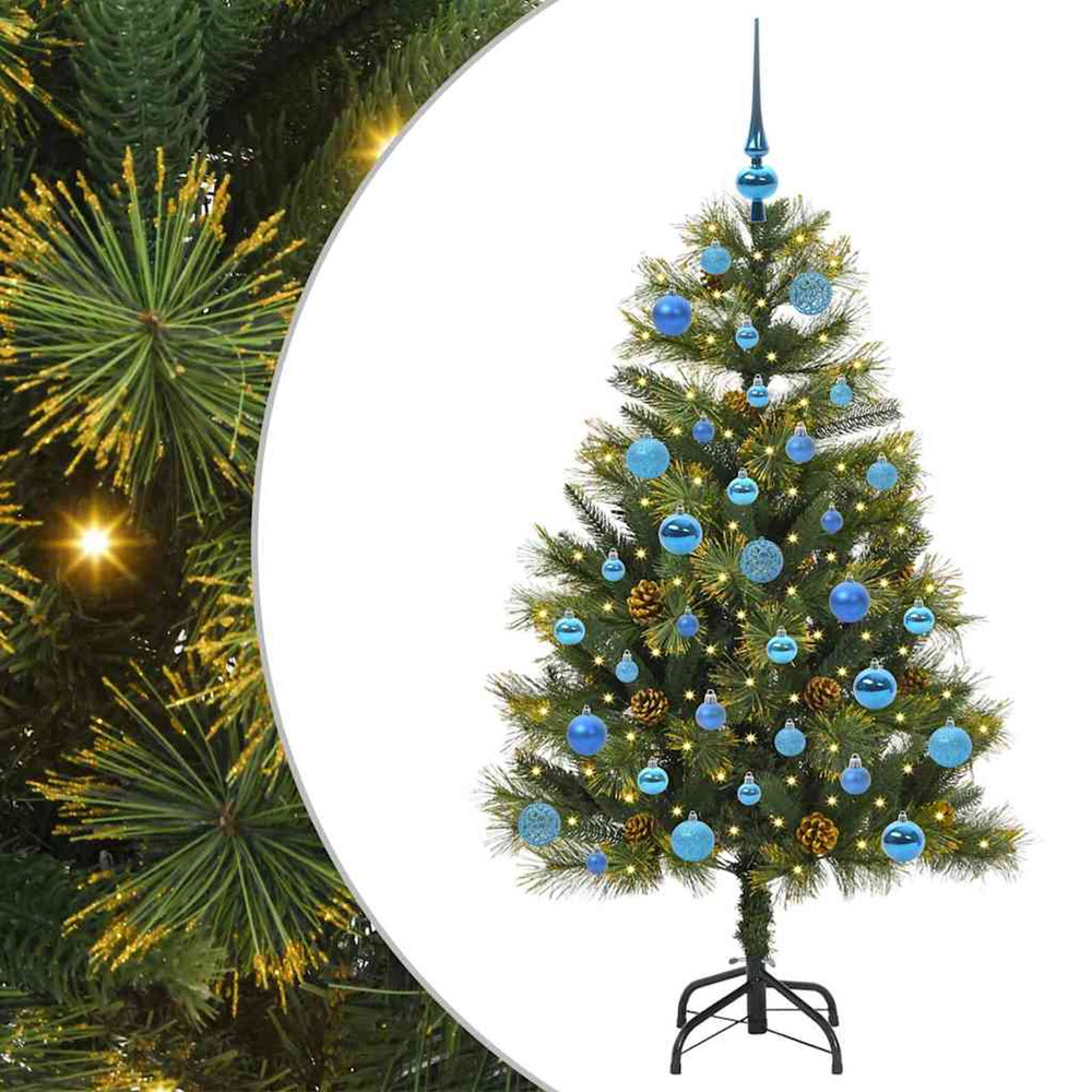 Sapin de noël artificiel avec branches pliables et cônes 150 cm
