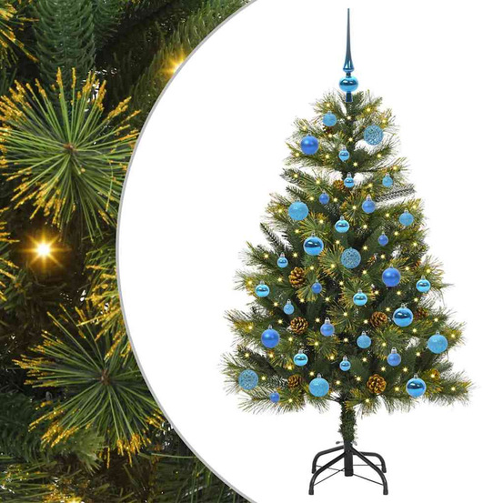 Sapin de noël artificiel avec branches pliables et cônes 150 cm