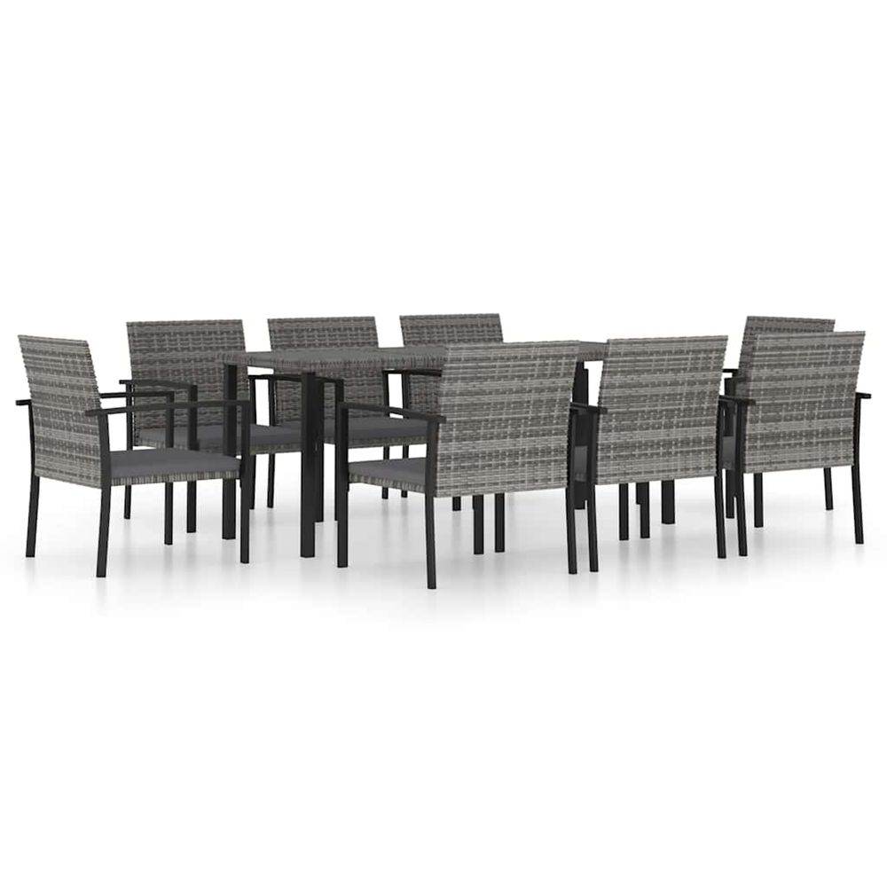 Ensemble à manger de jardin 9 pcs résine tressée gris