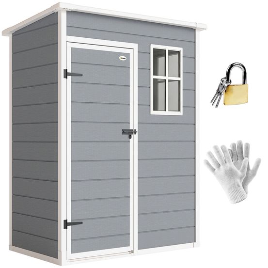 Abri de jardin en pp et aluminium gris intérieur 133 x 74 cm porte verrouillable - comfortxl outdoor living