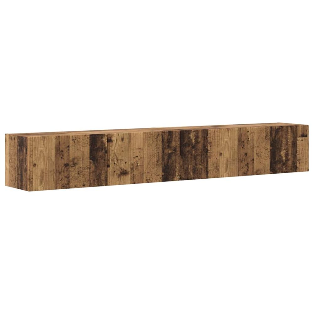 Meuble tv mural 2 pc bois ancien bois d'ingénierie