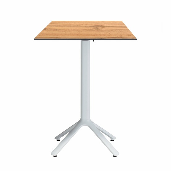 Restootab - table haute pliable nemo blanche pour extérieur décor bois 60x60
