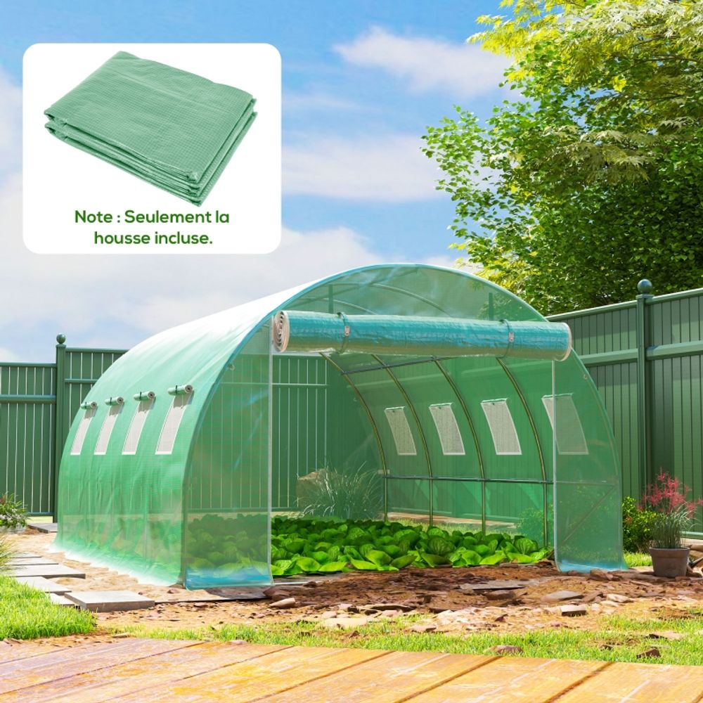 Bâche de rechange pour serre tunnel 12m² pe 140g/m² anti-uv 4x3m vert - comfortxl outdoor living