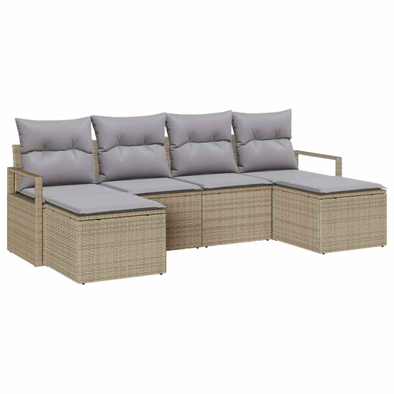 Ensemble de canapé de jardin 6 pcs beige et gris clair