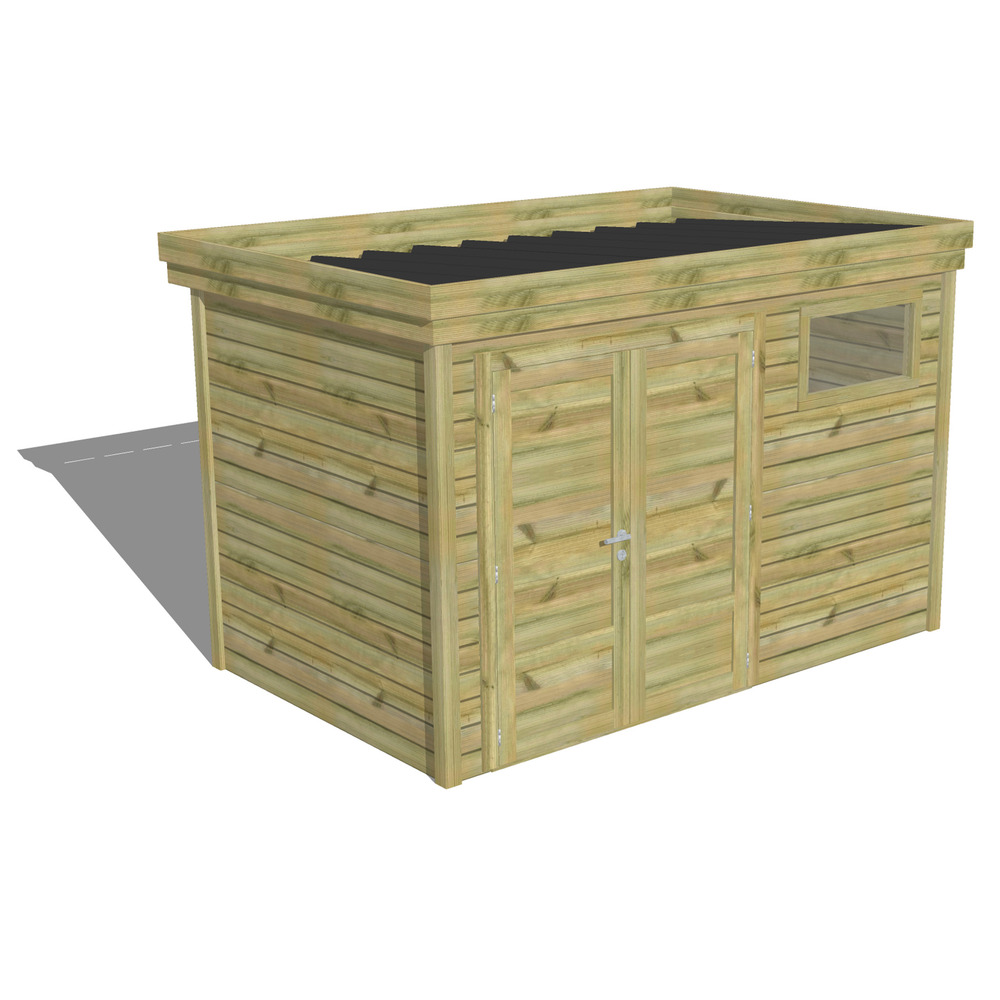 Abri de jardin bois pin traité autoclave 27mm - 3,44x2,14m / 7m2 - bac acier - abri français