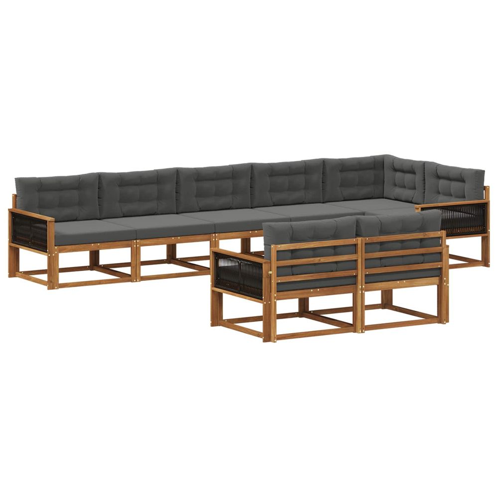 Ensemble de canapés d'extérieur 8 pc naturel et anthracite