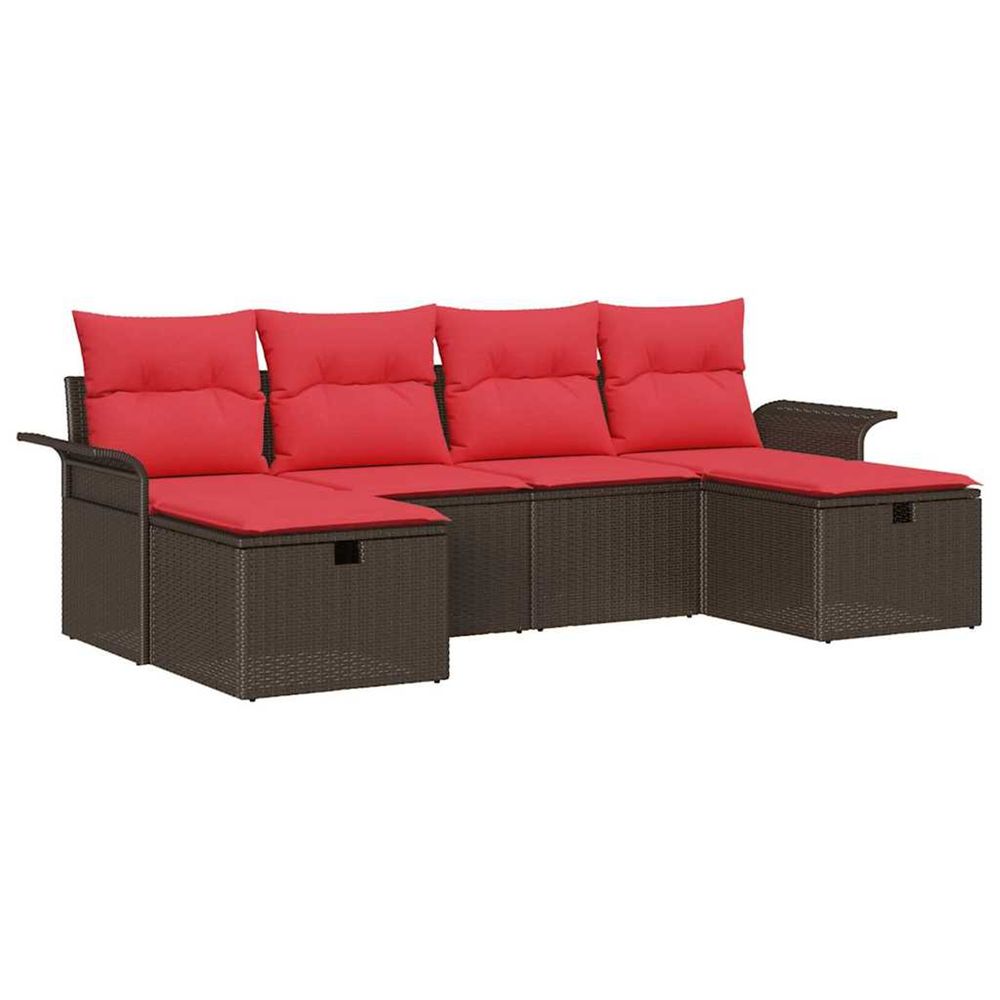 Ensemble de canapé de jardin 6 pc poly rotin