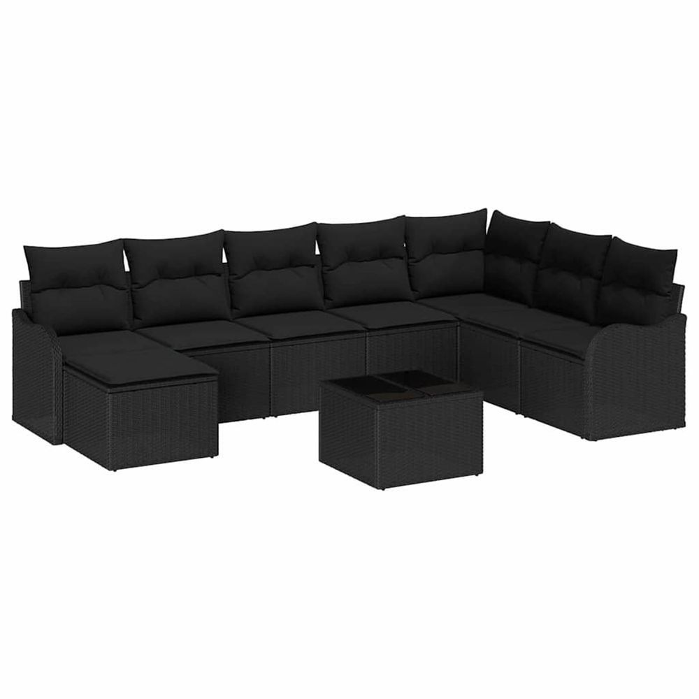 Ensemble de canapé de jardin 9 pc noir polyrotin