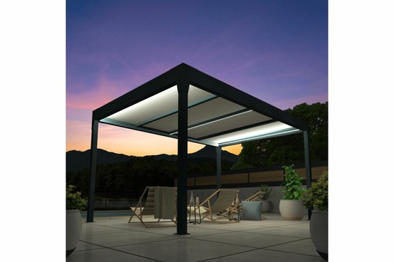 Pergola isotoit® modern îlot gris anthracite 3,78x5,00m + led