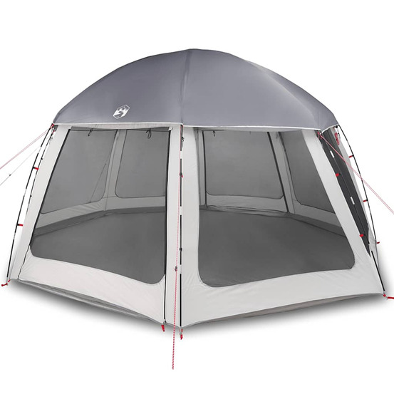 Tente piscine toit amovible parois maille gris 510x510 cm