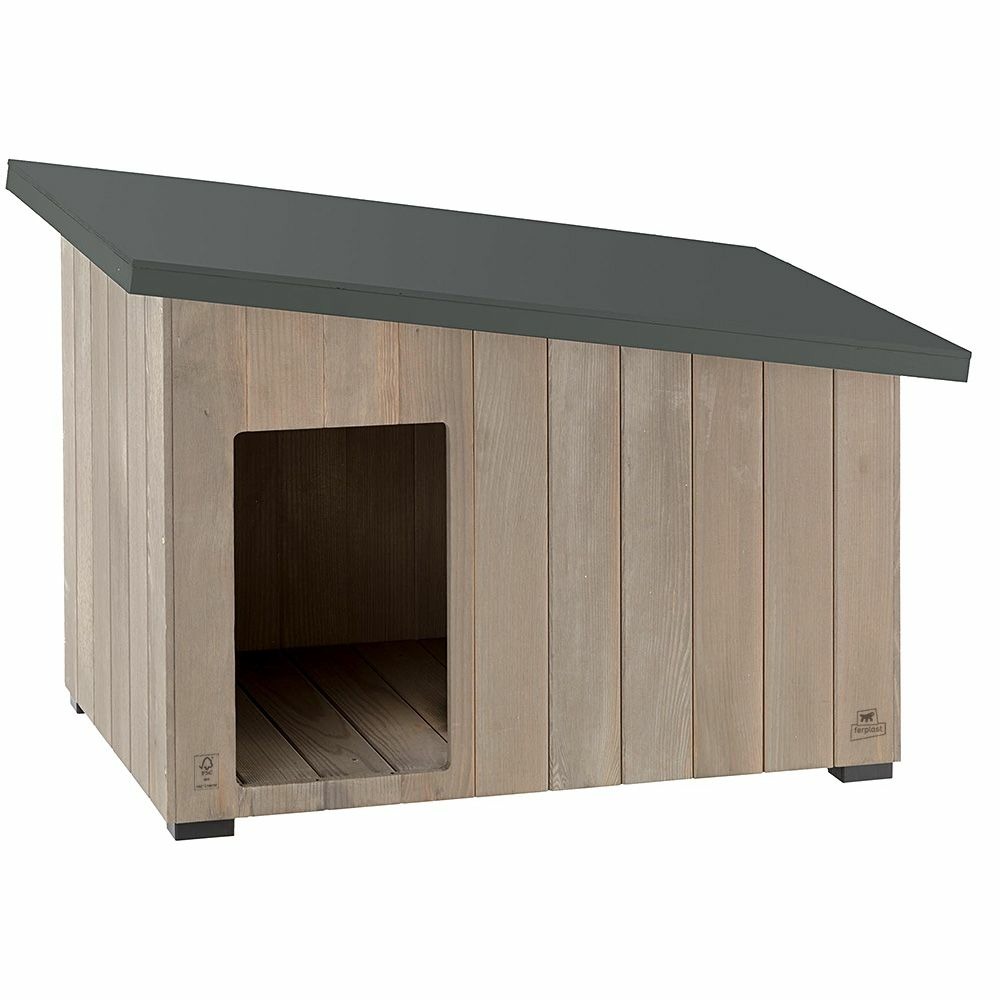 Niche pour extérieur, maison pour chiens argo 100 en bois fsc avec vernis atoxique, résistant aux u. v.