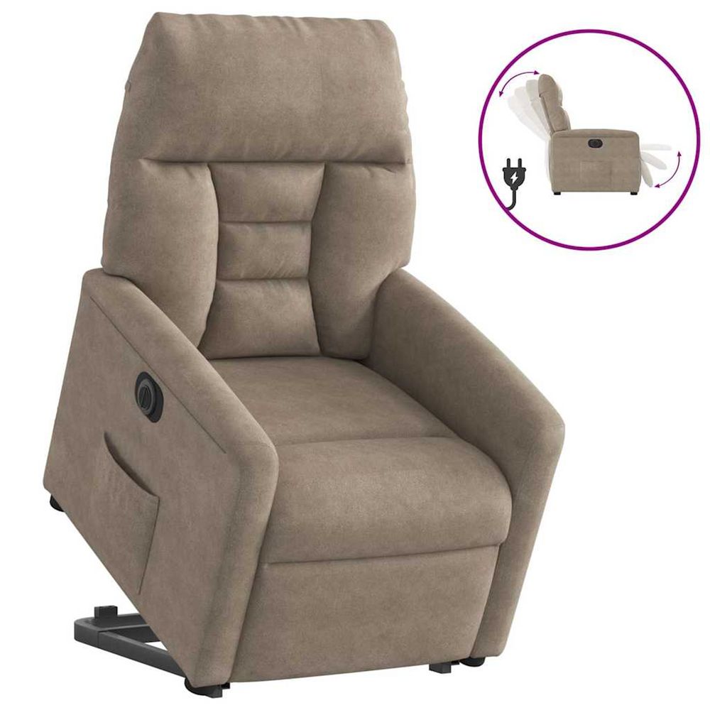 Fauteuil inclinable électrique taupe tissu microfibre