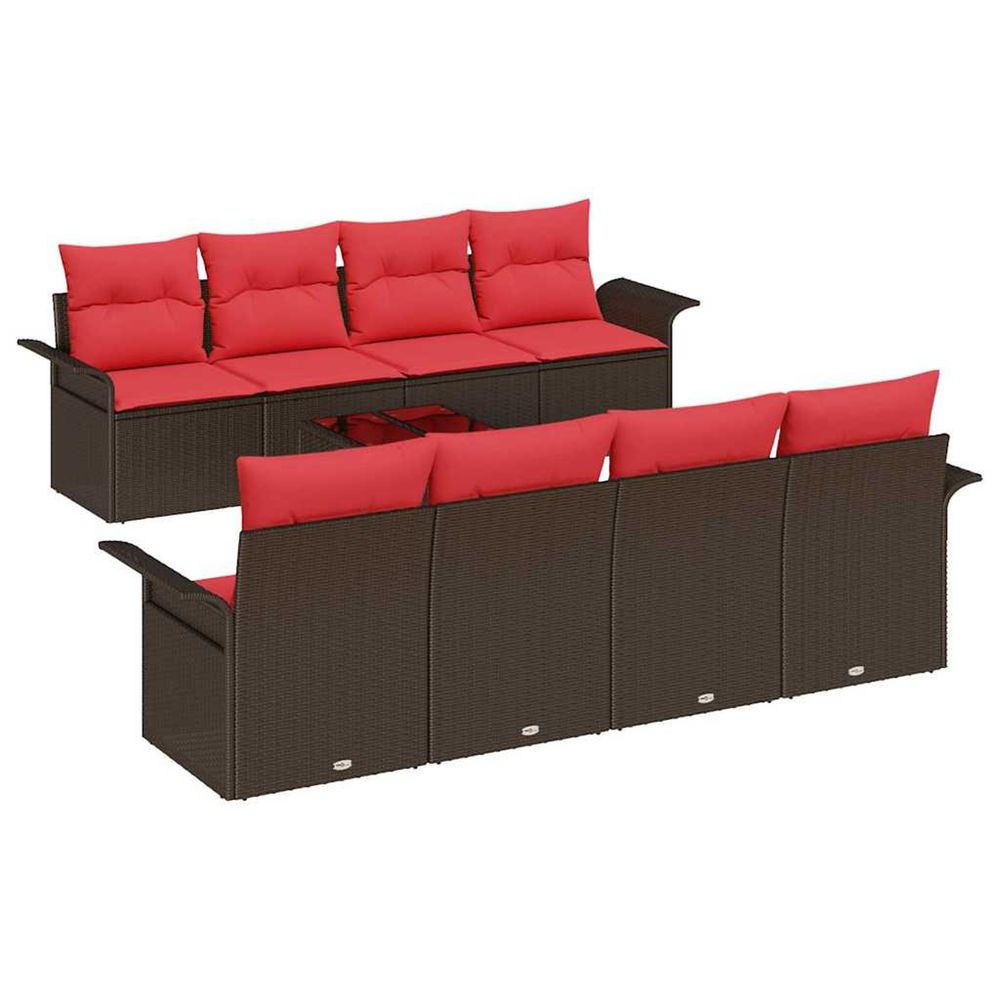 Ensemble de canapé de jardin 9 pc marron polyrotin