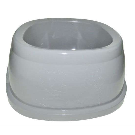 Ecuelle carrée 3 litres, gris en plastique, pour chien