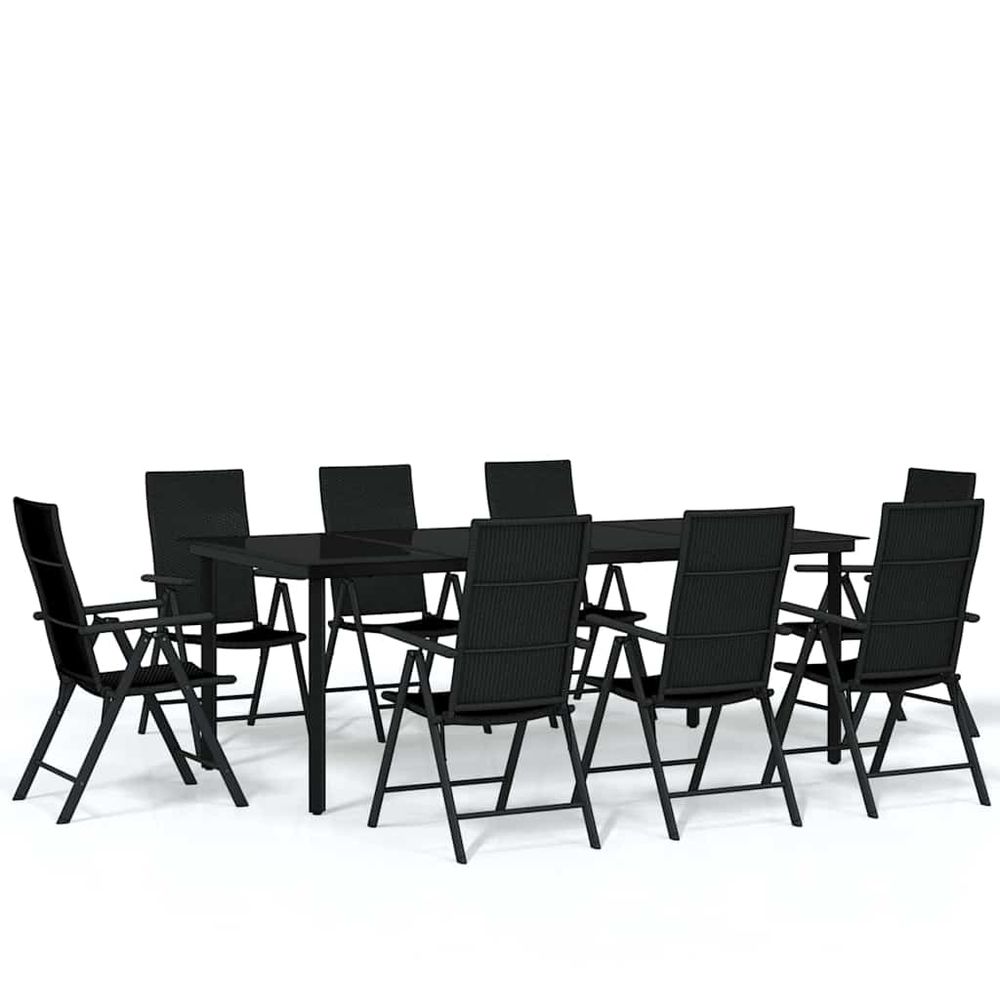 Ensemble à manger de jardin 9 pcs noir