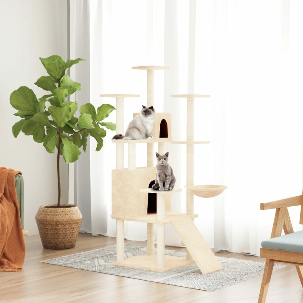 Arbre à chat avec griffoirs en sisal crème 154 cm