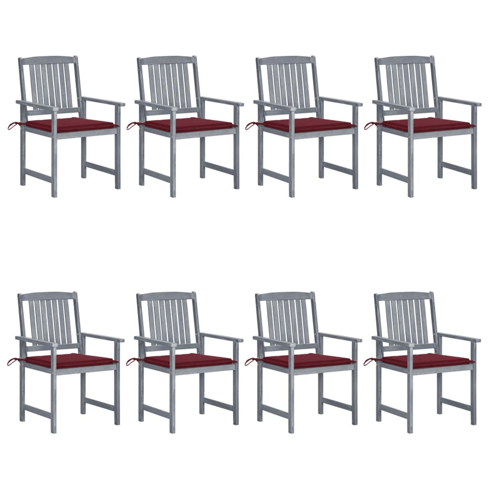 Chaises de jardin et coussins lot de 8 bois acacia solide gris