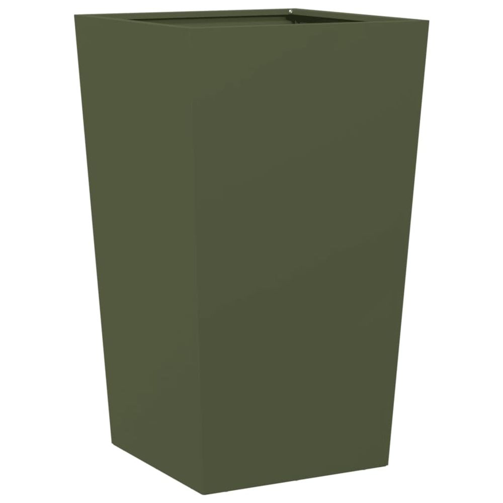 Jardinière d'extérieur vert olive 45x45x75 cm acier
