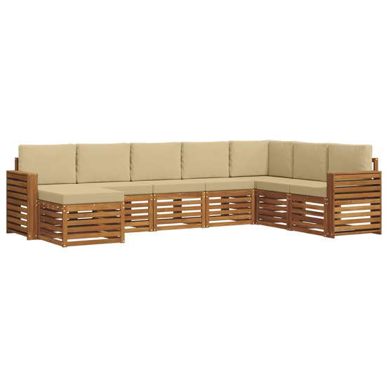 Ensemble de canapé d'angle avec coussin 8 pcs naturel et beige