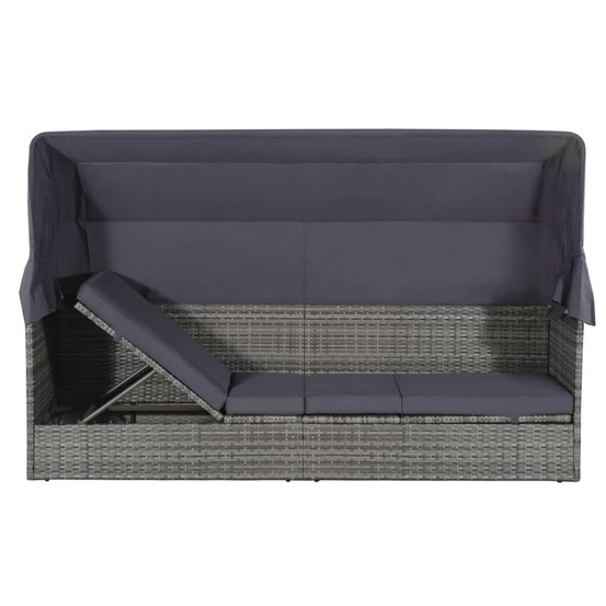 Lit de jardin avec auvent gris 205x62 cm résine tressée