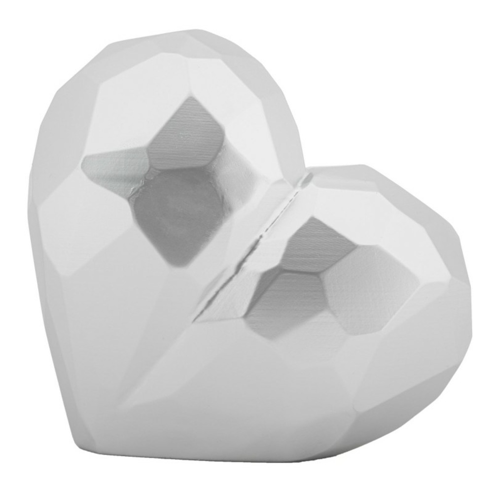 Vase coeur en résine argenté 19x9x18 cm