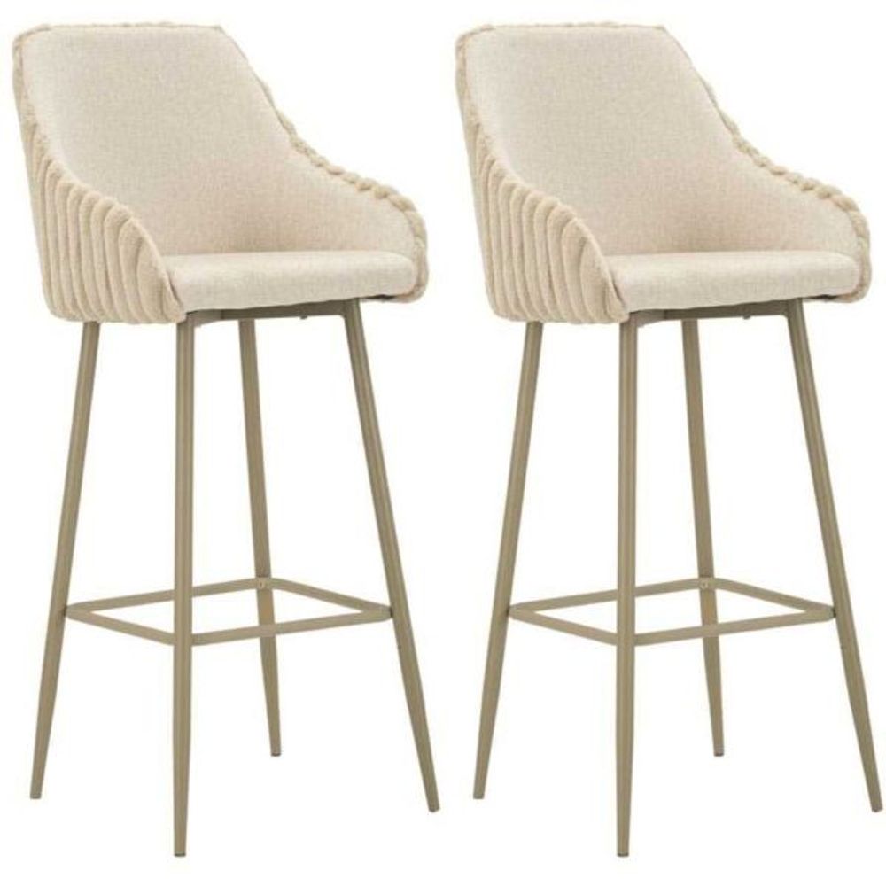 Fauteuil de bar en tissu et métal alaska (lot de 2) crème