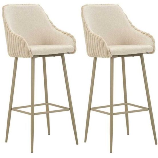 Fauteuil de bar en tissu et métal alaska (lot de 2) crème