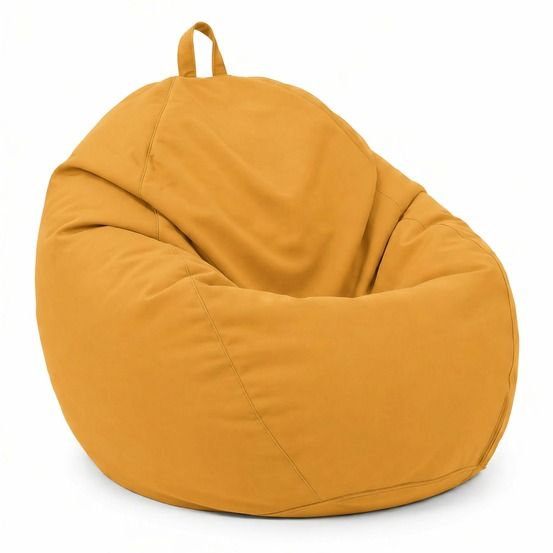 Pouf poire xl 110x120 jaune - déhoussable & imperméable (garni billes)