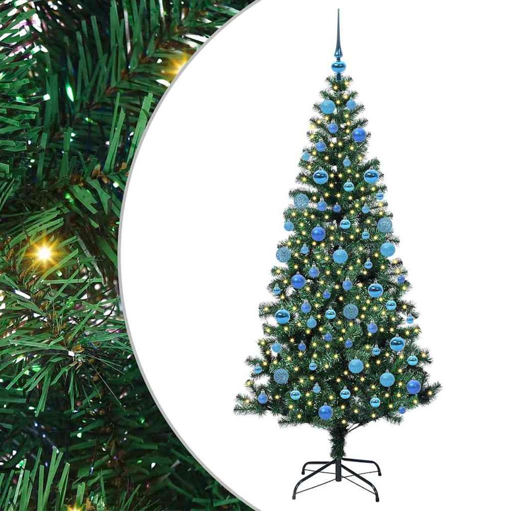 Sapin de noël artificiel pré-éclairé vert 180 cm pvc et métal