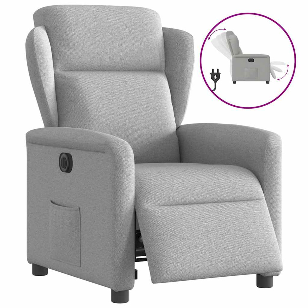 Fauteuil inclinable électrique gris nuage tissu