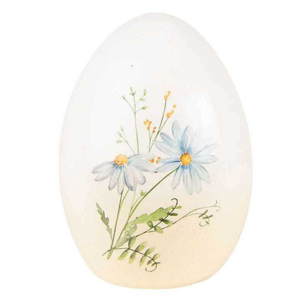 Décoration œuf déco céramique fleurs 10x14cm