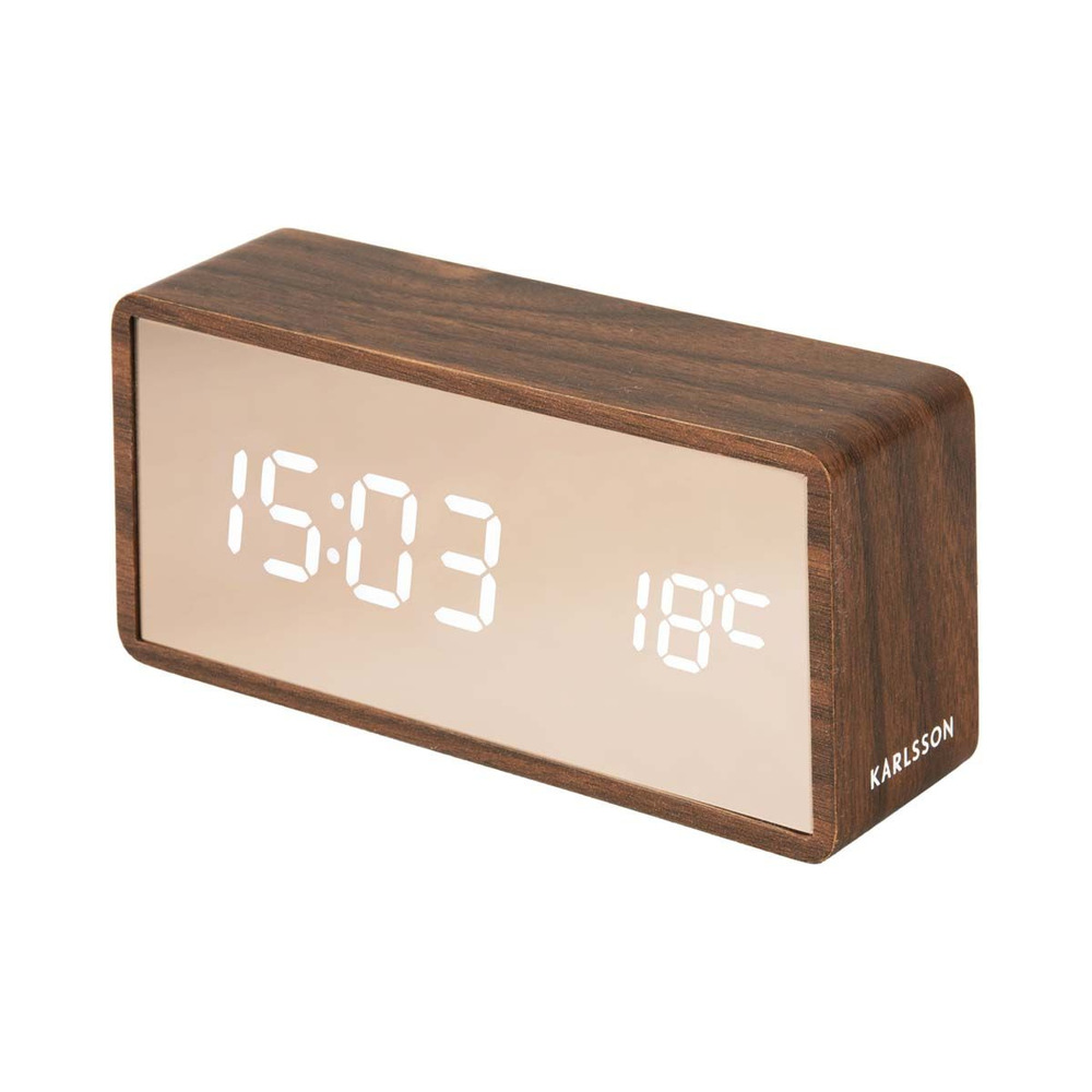 Réveil led en abs effet bois copper bois foncé