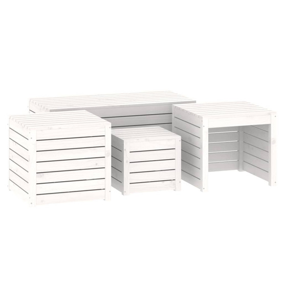 Ensemble de boîtes de jardin 4 pcs blanc bois de pin massif