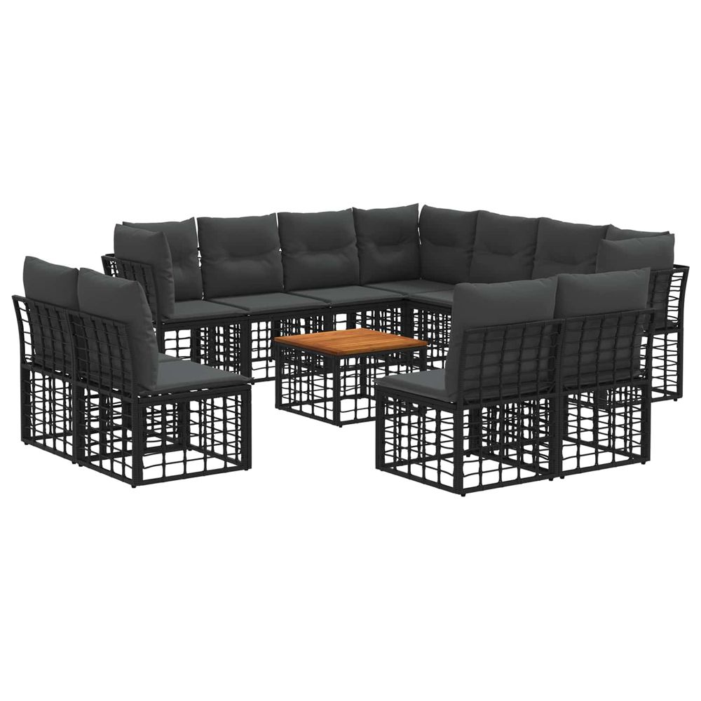 Ensemble de canapés d'extérieur 12 pc noir et gris foncé