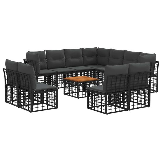 Ensemble de canapés d'extérieur 12 pc noir et gris foncé