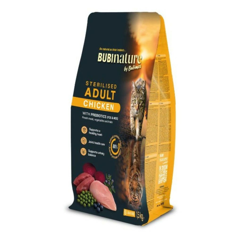 Croquettes chat stérilisé sans céréales au poulet bubi nature - 1,5 kg