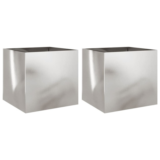 Jardinière d'extérieurs 2 pcs argenté 42x40x39 cm acier inoxydable