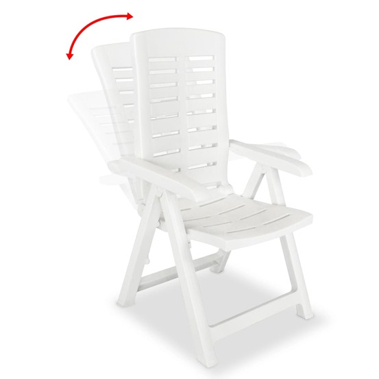 Chaises inclinables de jardin lot de 4 plastique blanc