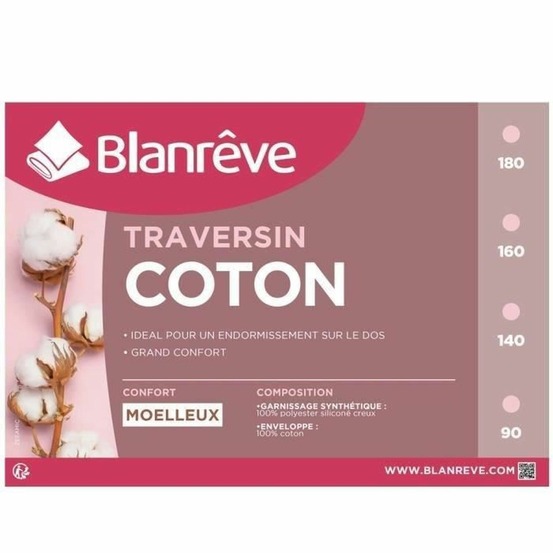 Traversin en coton 90 cm - blanc