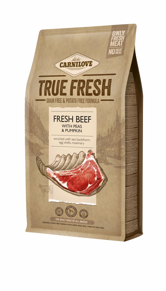 Carnilove - croquettes sans cérales true fresh au boeuf pour chien 4kg