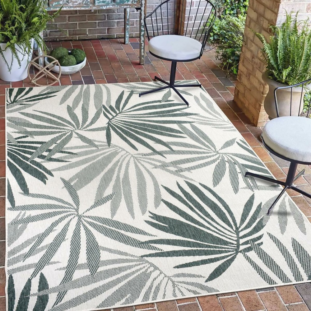 Tapis extérieur, kilim reversible 160x230 ag reversible vert et crème