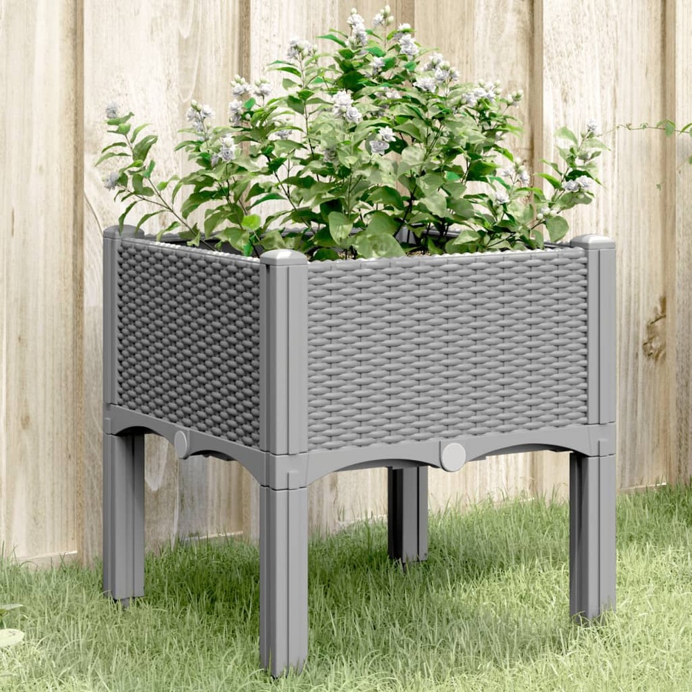 Jardinière avec pieds gris clair 40x40x42 cm pp