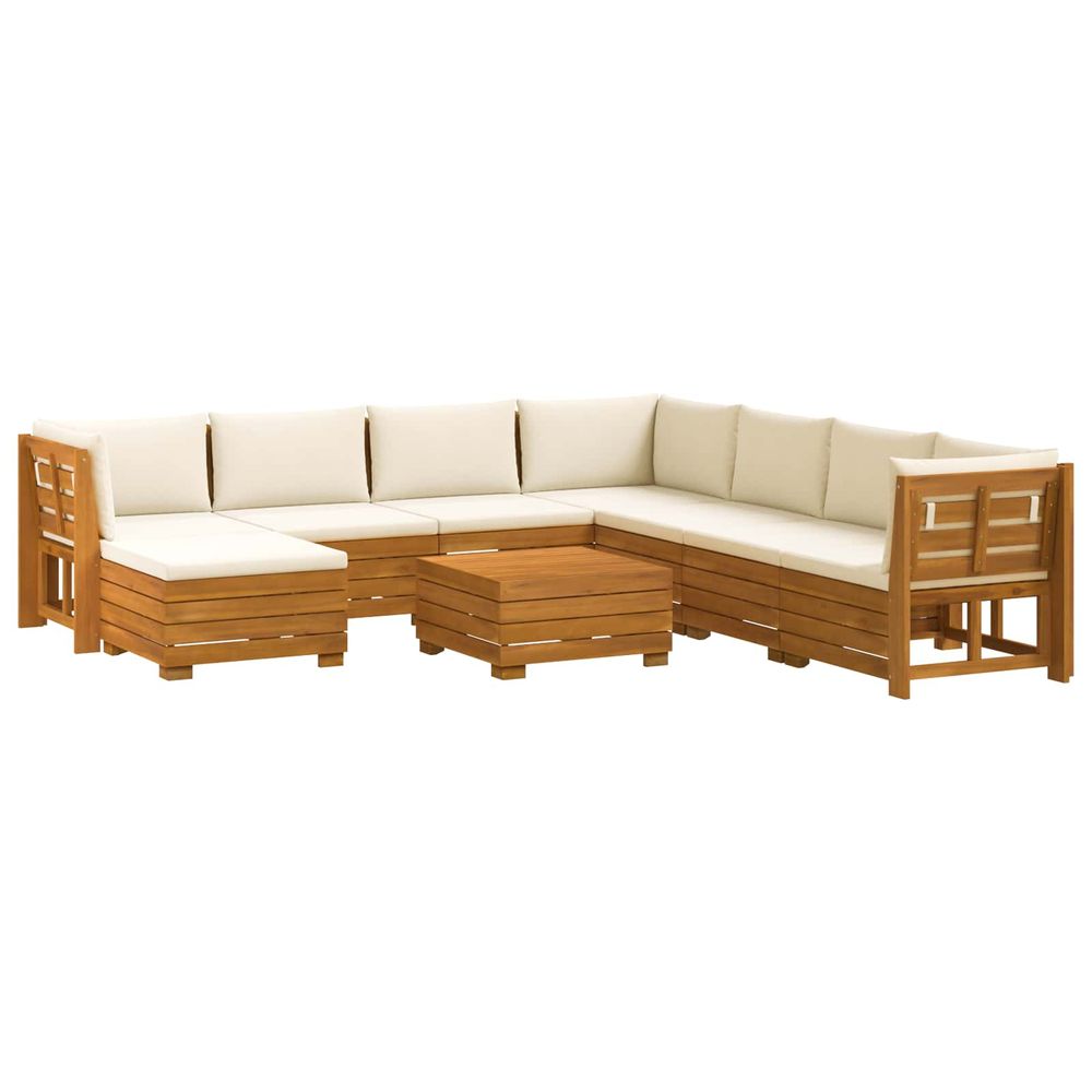 9 pc ensemble de canapés d'extérieur bois d'acacia massif