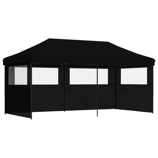 Tente de réception pliable escamotable 3 parois latérales noir