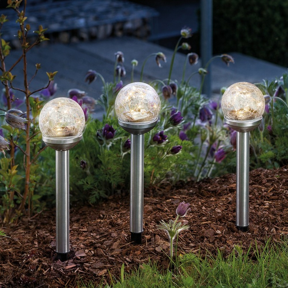 Balise solaire décorative golden balls, boite de 3