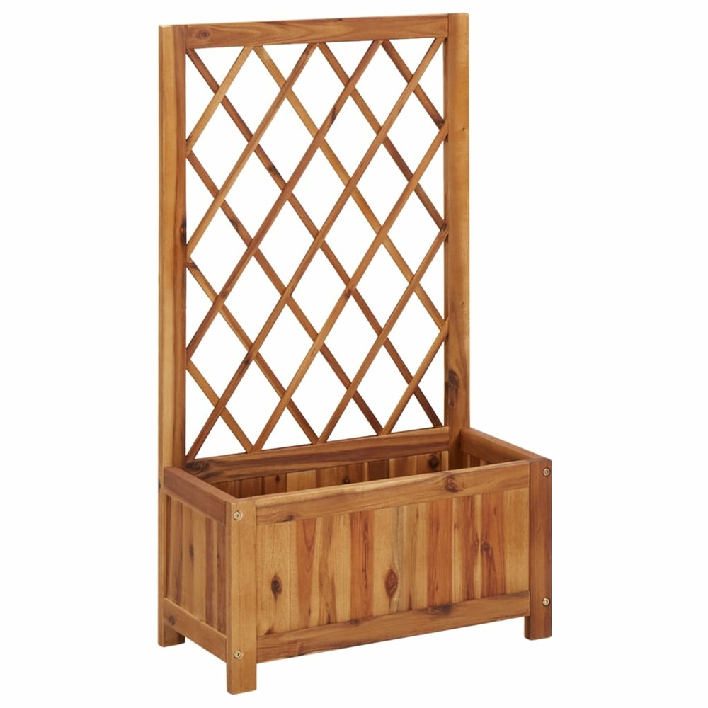 Jardinière lit surélevé plantes fleurs jardin 100 cm avec treillis bois massif d'acacia
