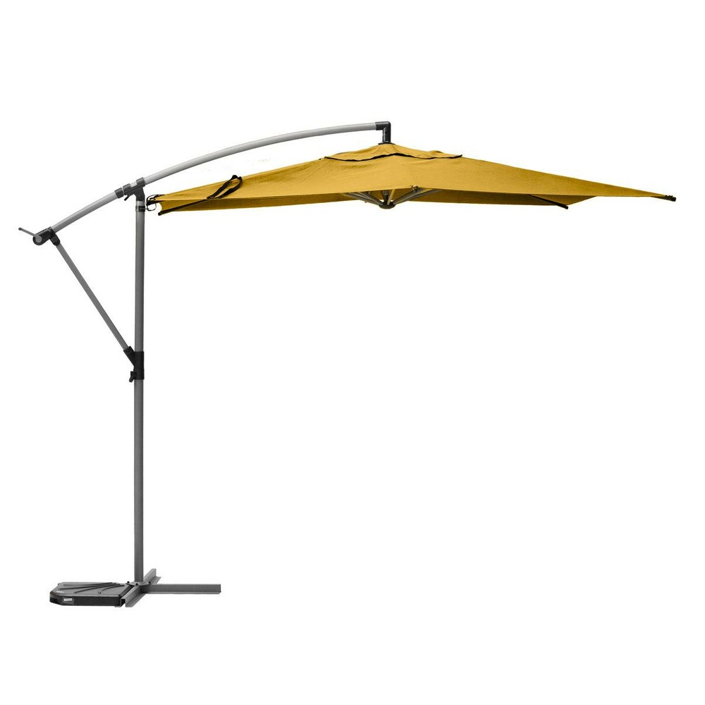 Parasol déporté rond manoa jaune moutarde & graphite