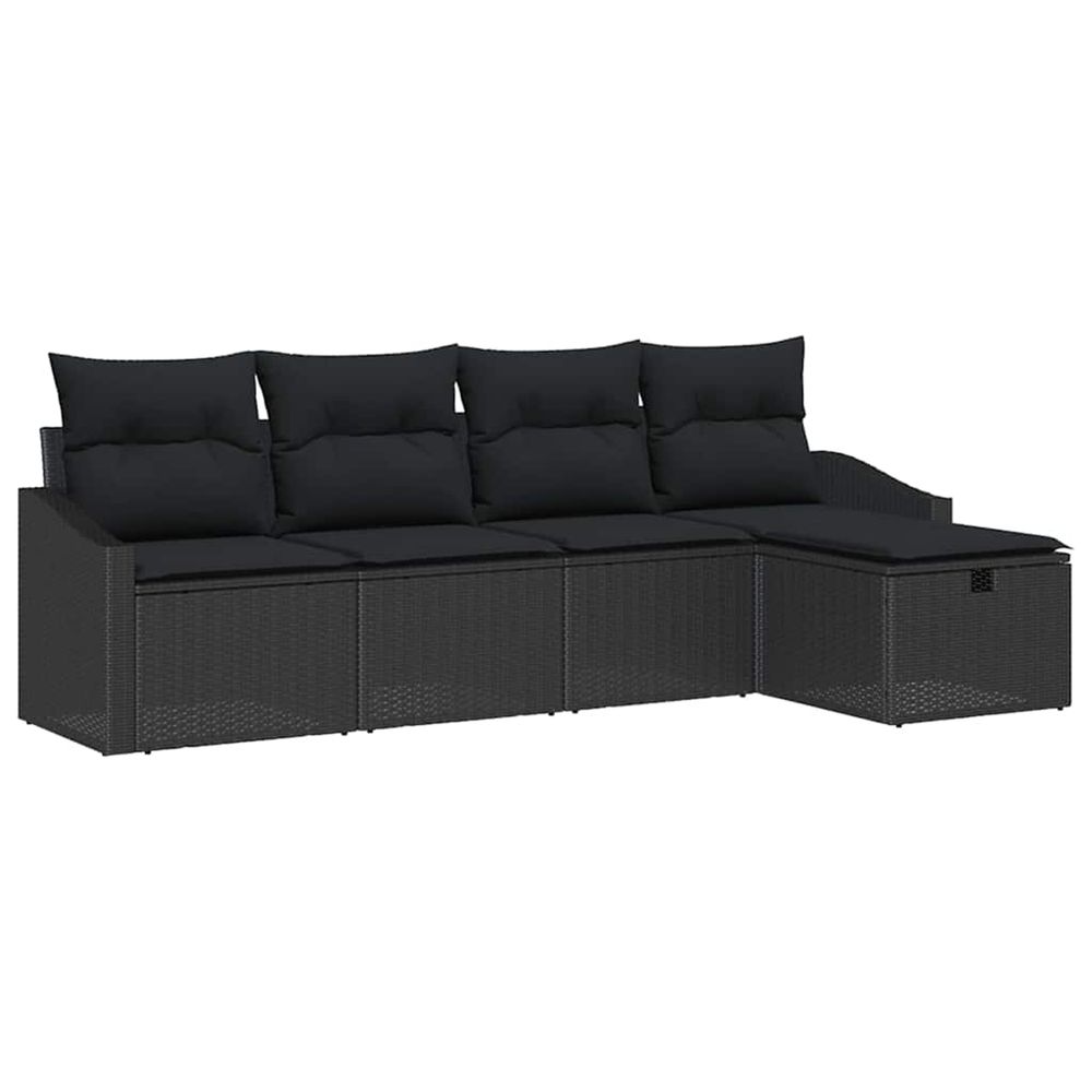 Ensemble de canapés 5 pc noir polyrotin
